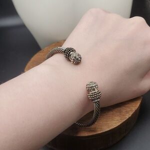 B2737 must have classic rhinestone cuff braided estate bracelet